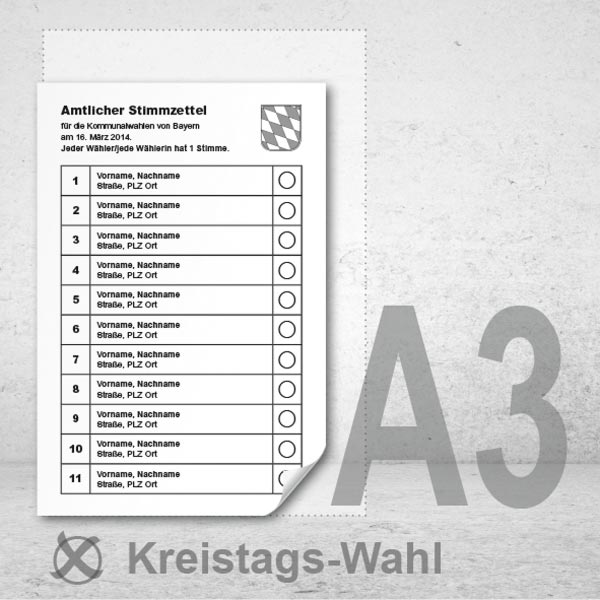 Stimmzettel Kreistagswahlen drucken Musterstimmzettel A3